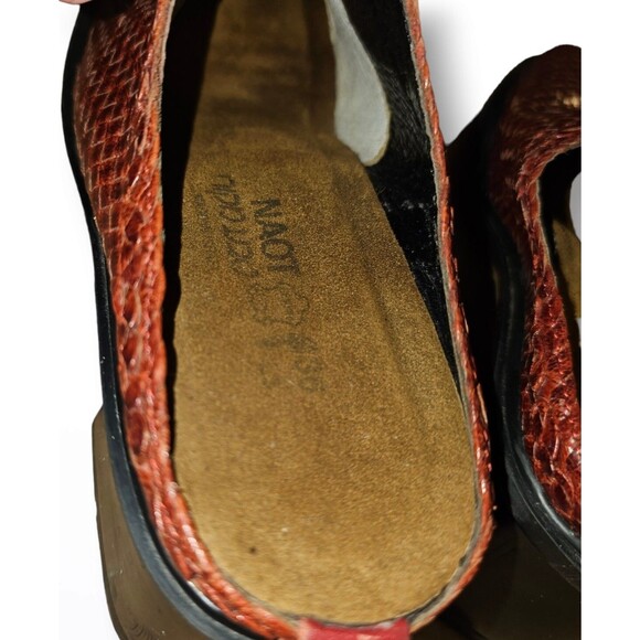 NAOT Woven Rust Brown Leather Slip On Comfort Mule Slide Block Heel EUR 36 US 6 - Picture 7 of 13